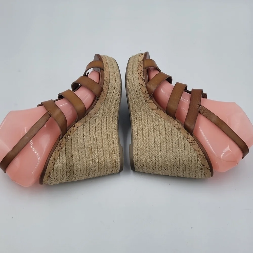 Espadrille Sandal Wedges size 9 strappy Brown